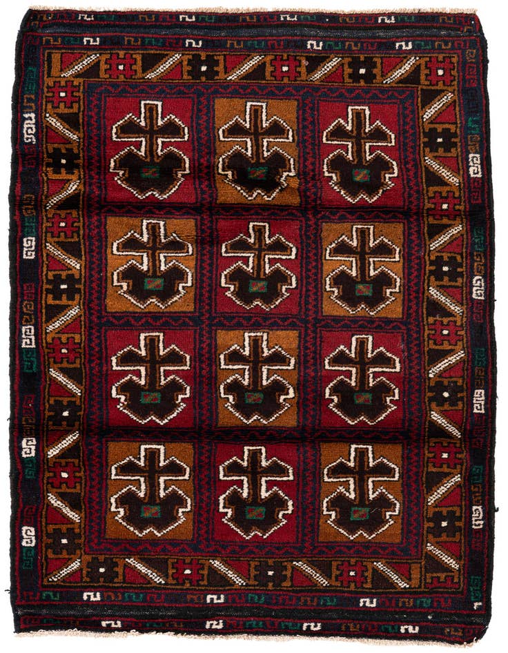 Detail image of 2' 11 x 4' 8 Hand Knotted Balouch Persian Wool Rug