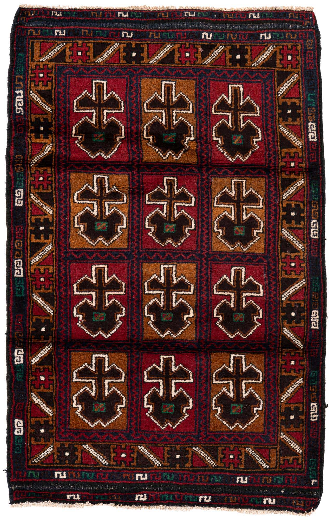 2' 11 x 4' 8 Hand Knotted Balouch Persian Wool Rug