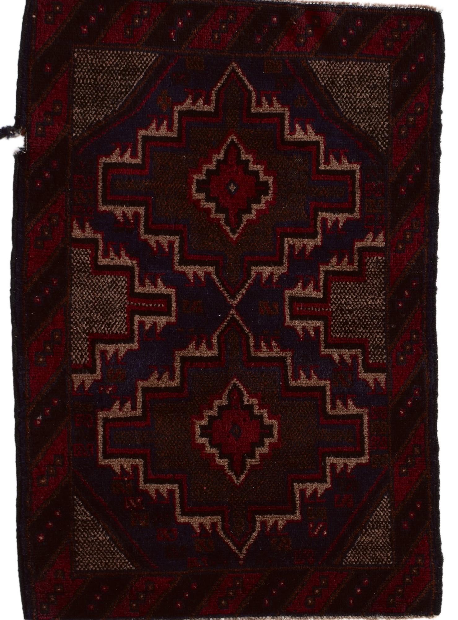 3' x 4' 5 Hand Knotted Balouch Persian Wool Rug