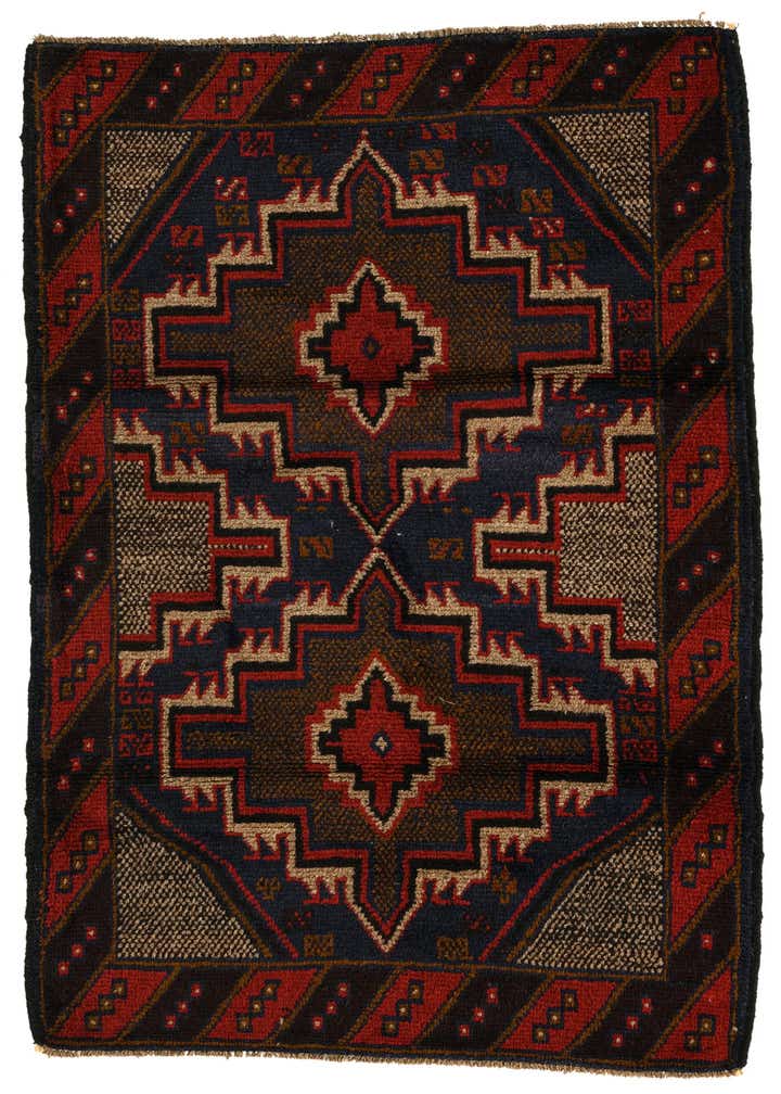 3' x 4' 5 Hand Knotted Balouch Persian Wool Rug