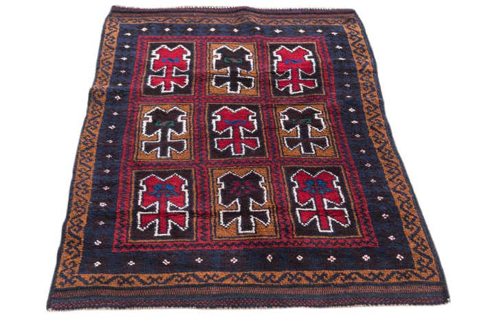 3' x 4' 7 Hand Knotted Balouch Persian Wool Rug