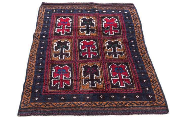 Detail image of 3' x 4' 7 Hand Knotted Balouch Persian Wool Rug