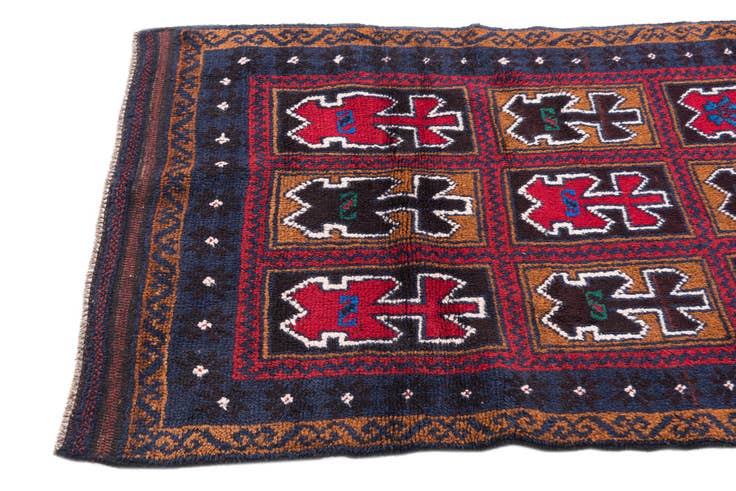 Detail image of 3' x 4' 7 Hand Knotted Balouch Persian Wool Rug