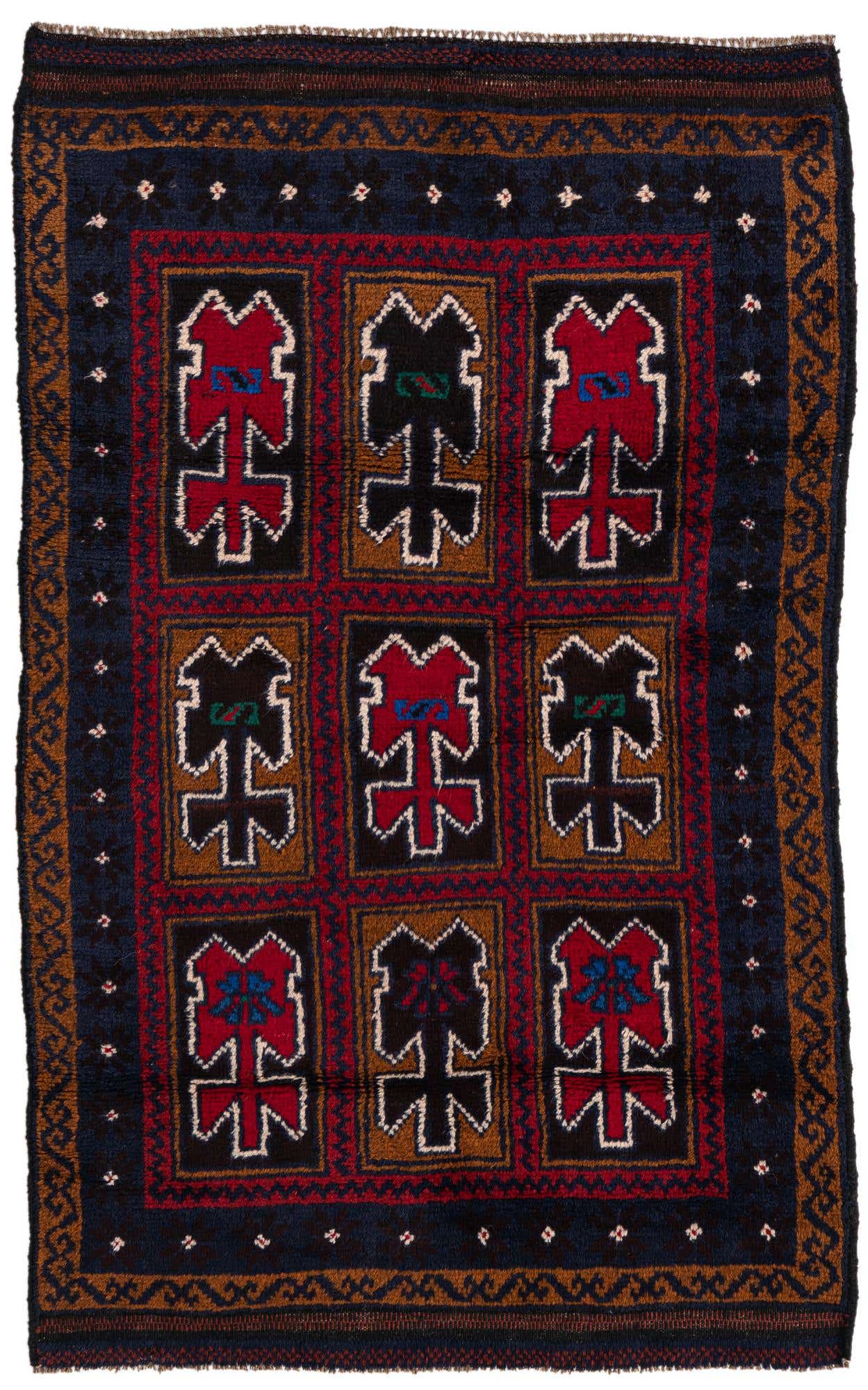 3' x 4' 7 Hand Knotted Balouch Persian Wool Rug