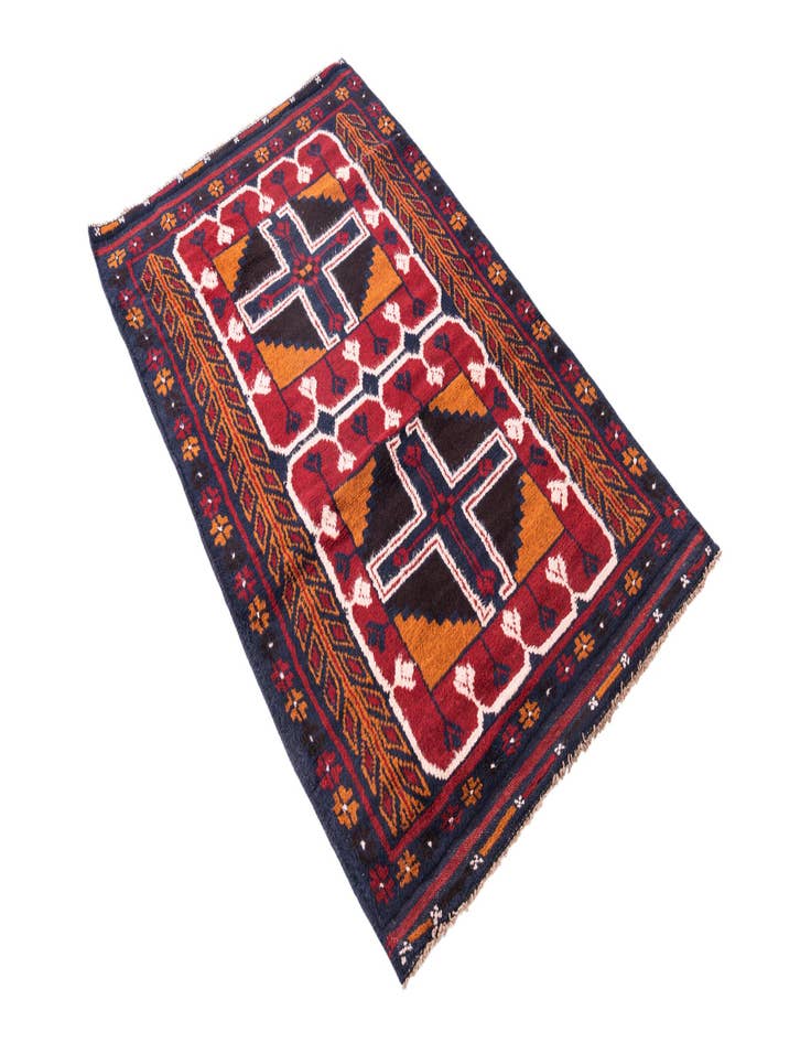 Detail image of 2' 10 x 4' 9  Hand Knotted Balouch Persian Wool Rug