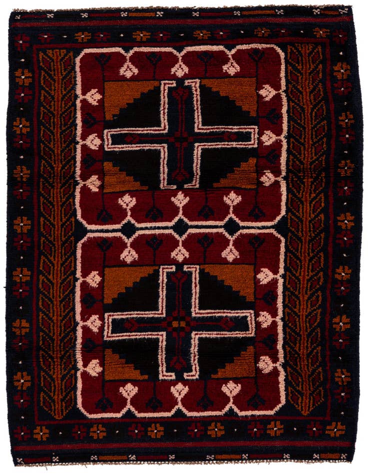 Detail image of 2' 10 x 4' 9 Hand Knotted Balouch Persian Wool Rug