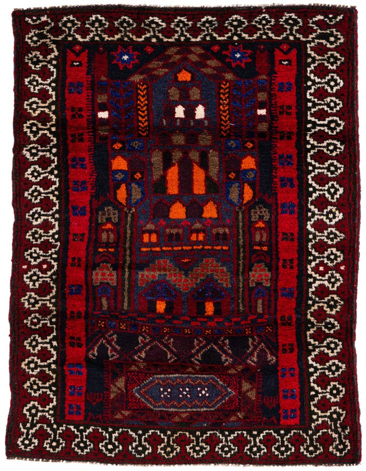 Detail image of 2' 10 x 4' 7 Hand Knotted Balouch Persian Wool Rug