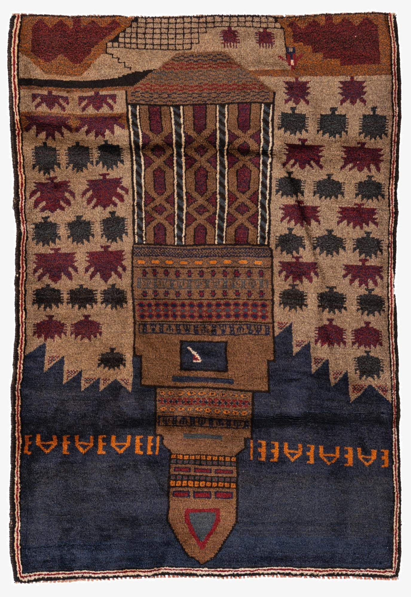 3' x 4' 4  Hand Knotted Balouch Persian Wool Rug