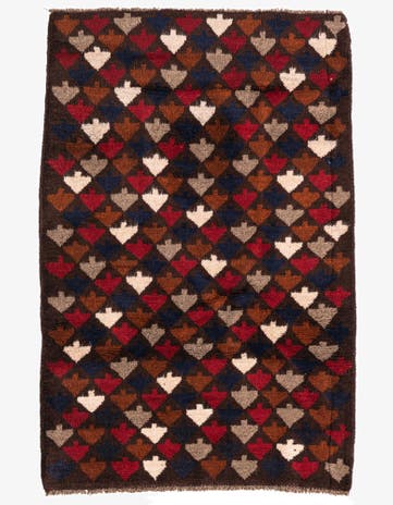 3' x 4' 5 Hand Knotted Balouch Persian Wool Rug