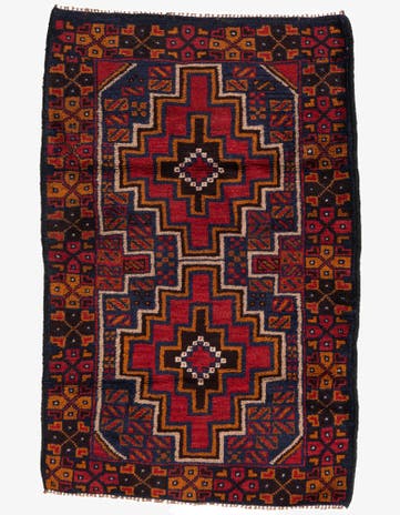 2' 11 x 4' 5 Hand Knotted Balouch Persian Wool Rug