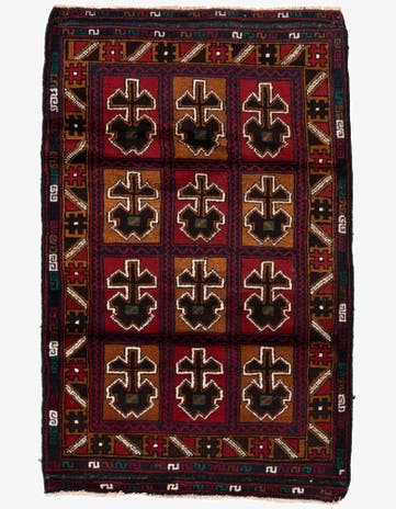 2' 11 x 4' 8 Hand Knotted Balouch Persian Wool Rug