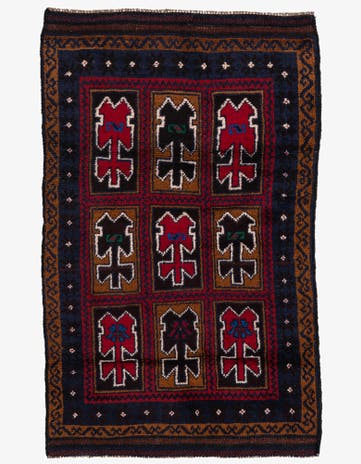 3' x 4' 7 Hand Knotted Balouch Persian Wool Rug