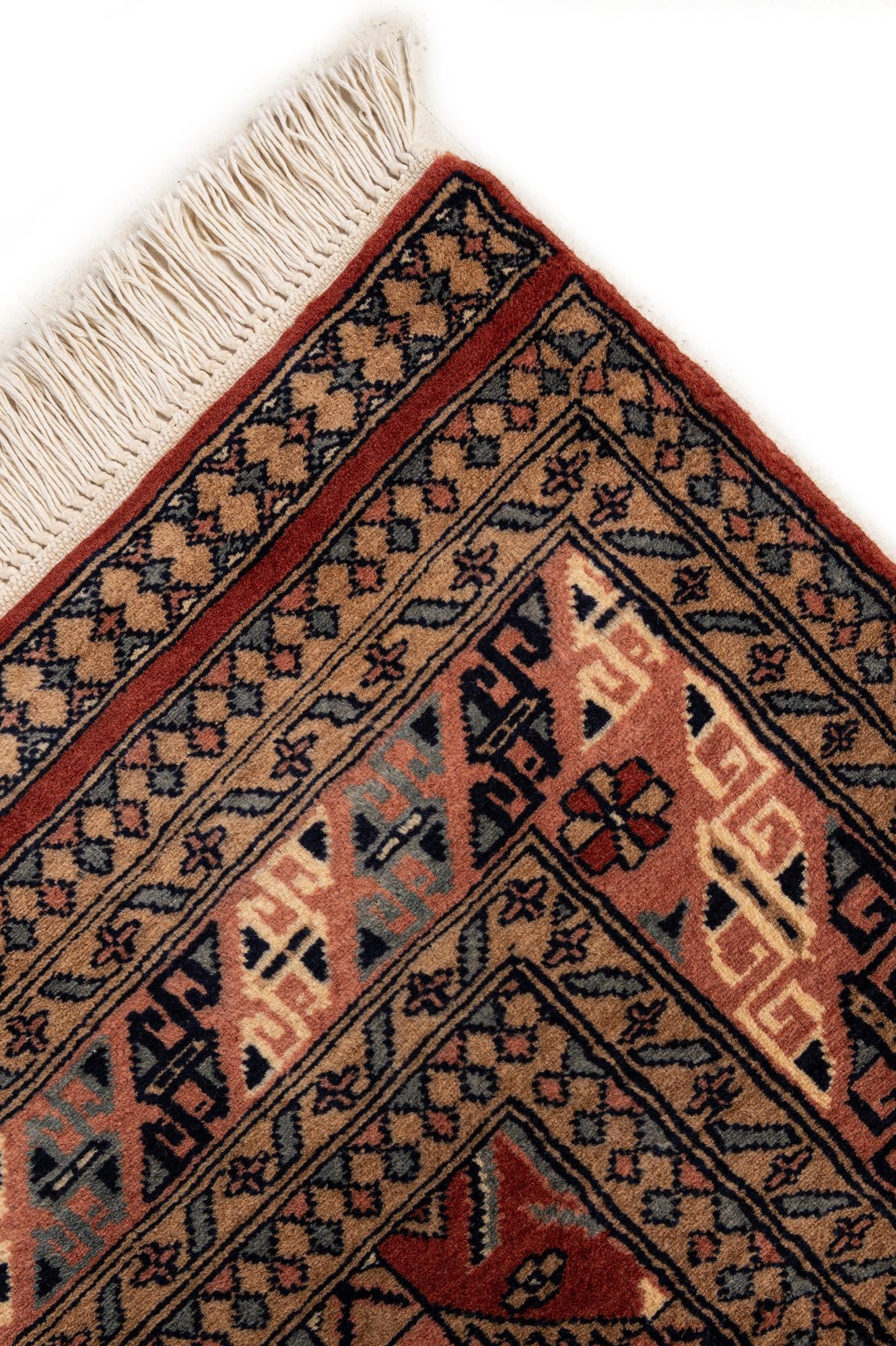 4' 1 x 6' 5 Hand Knotted Bokhara Oriental Wool Rug