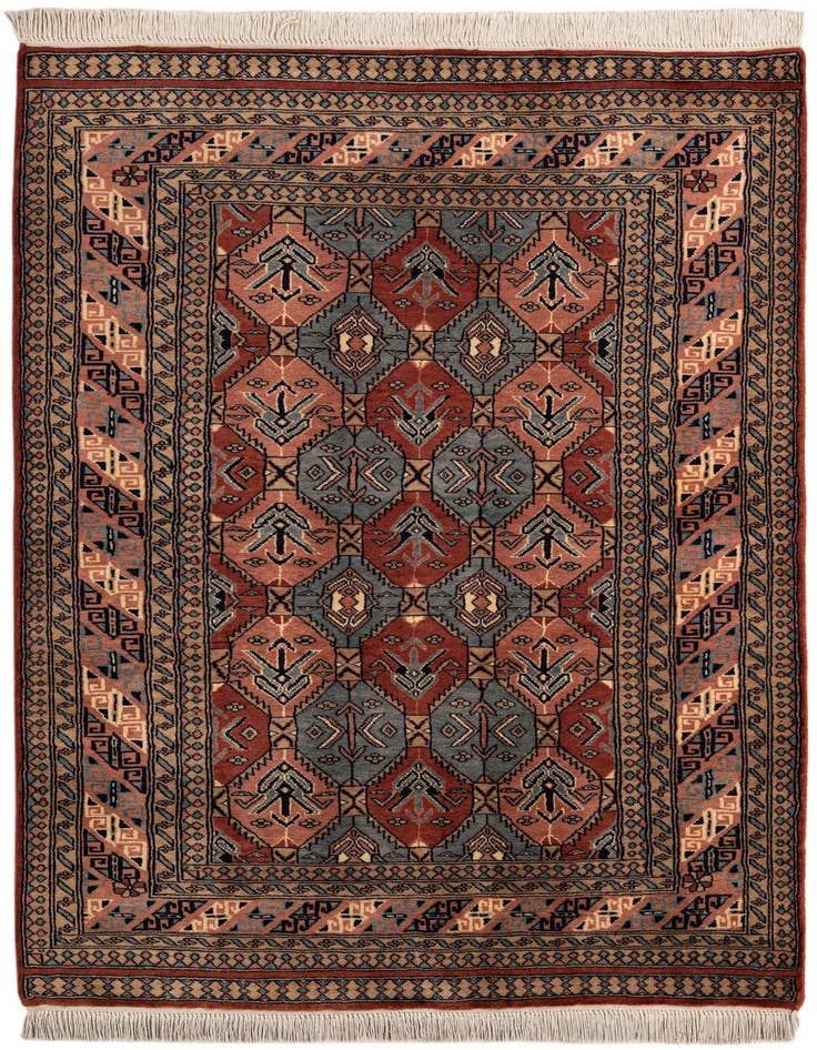 Detail image of 4' 1 x 6' 5 Hand Knotted Bokhara Oriental Wool Rug