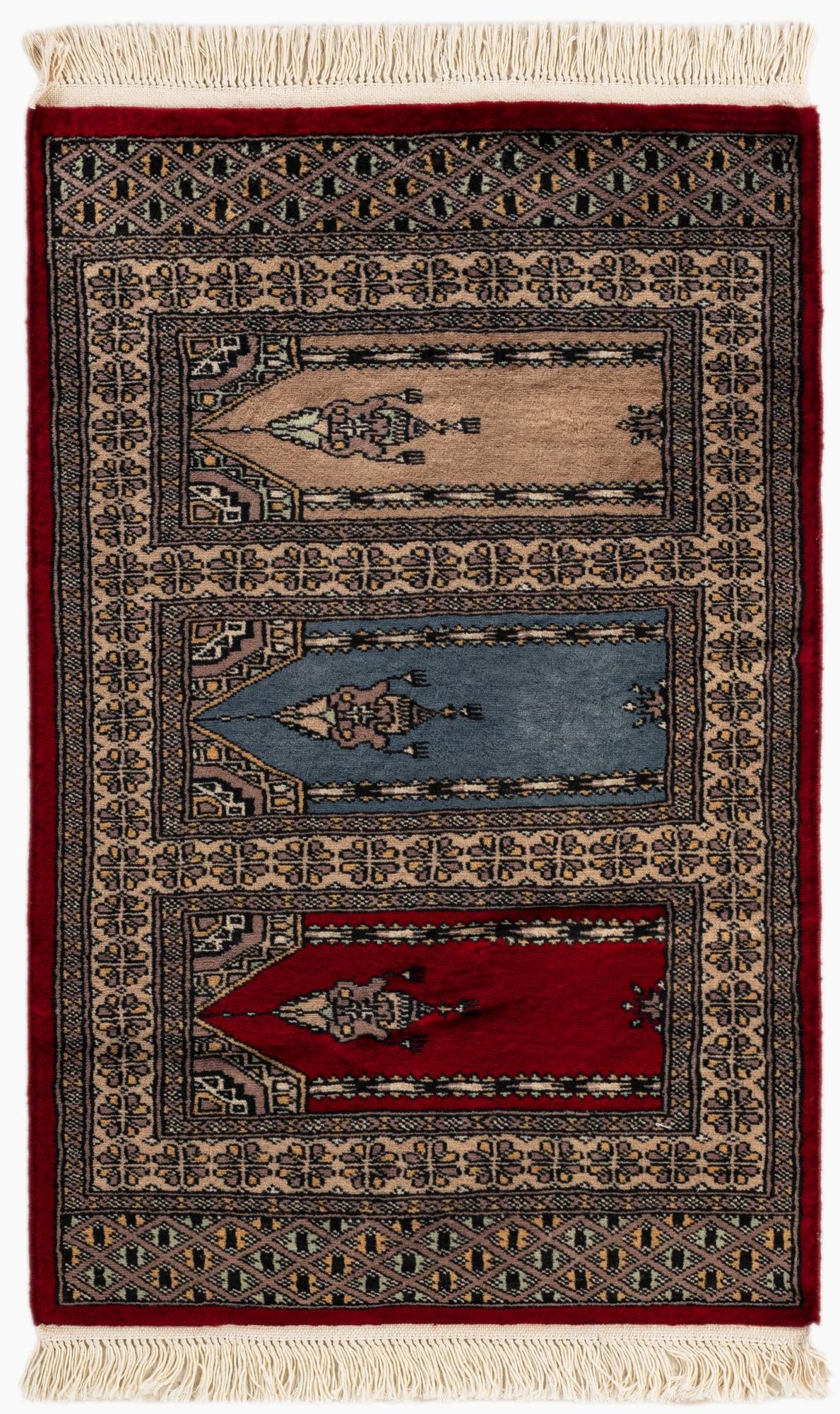 2' 1 x 3' 4  Hand Knotted Bokhara Oriental Wool Rug