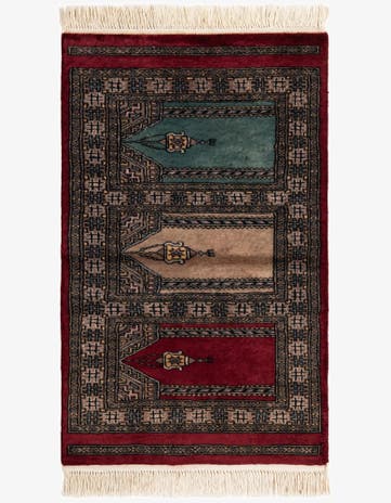 2' x 3' 4 Hand Knotted Bokhara Oriental Wool Rug