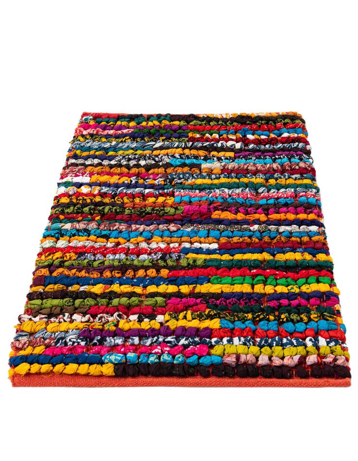 Detail image of 2' x 3' 2 Handmade Braided Chindi Rug