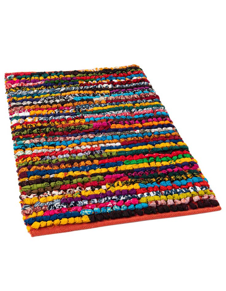 Detail image of 2' x 3' 2 Handmade Braided Chindi Rug