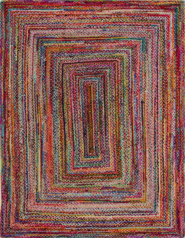 Detail image of 9' x 12' 2  Hand Braided Chindi Rug