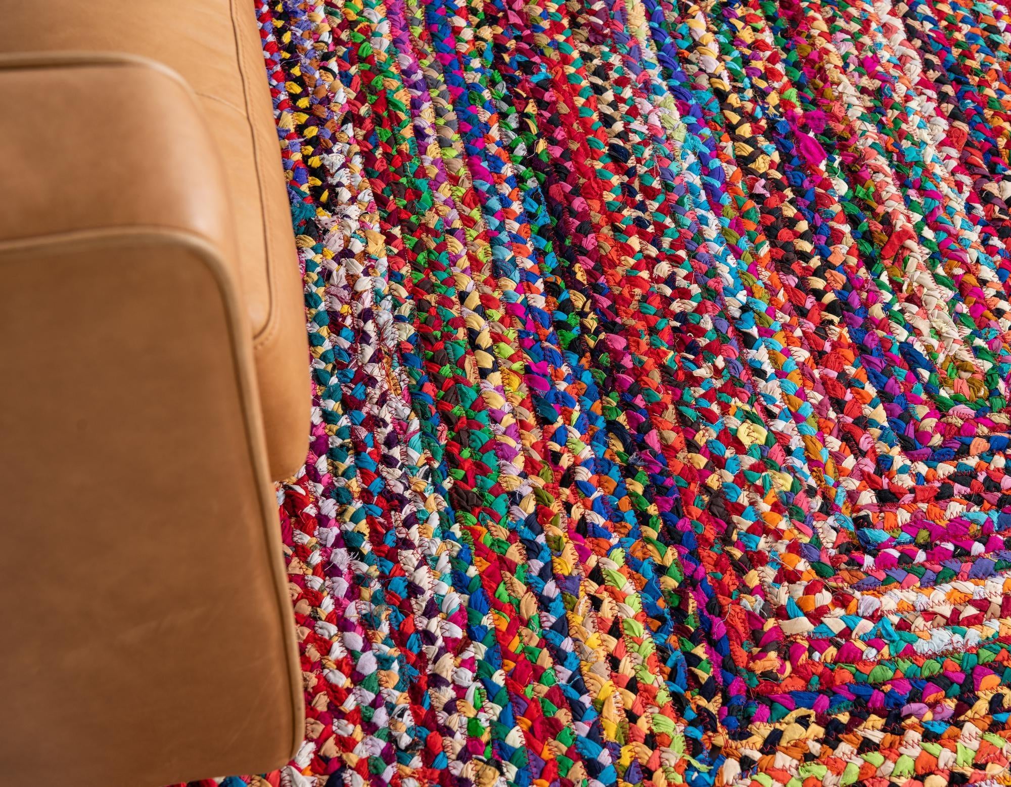 6' 1 x 9' Handmade Braided Chindi Rug