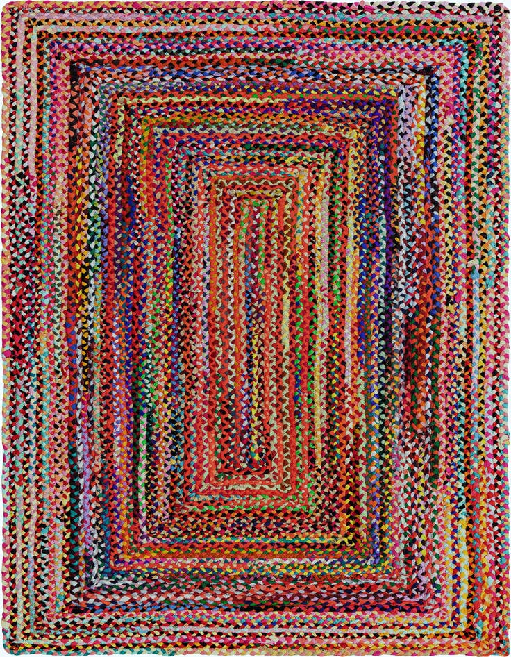 Detail image of 5' 1 x 8' Handmade Braided Chindi Rug