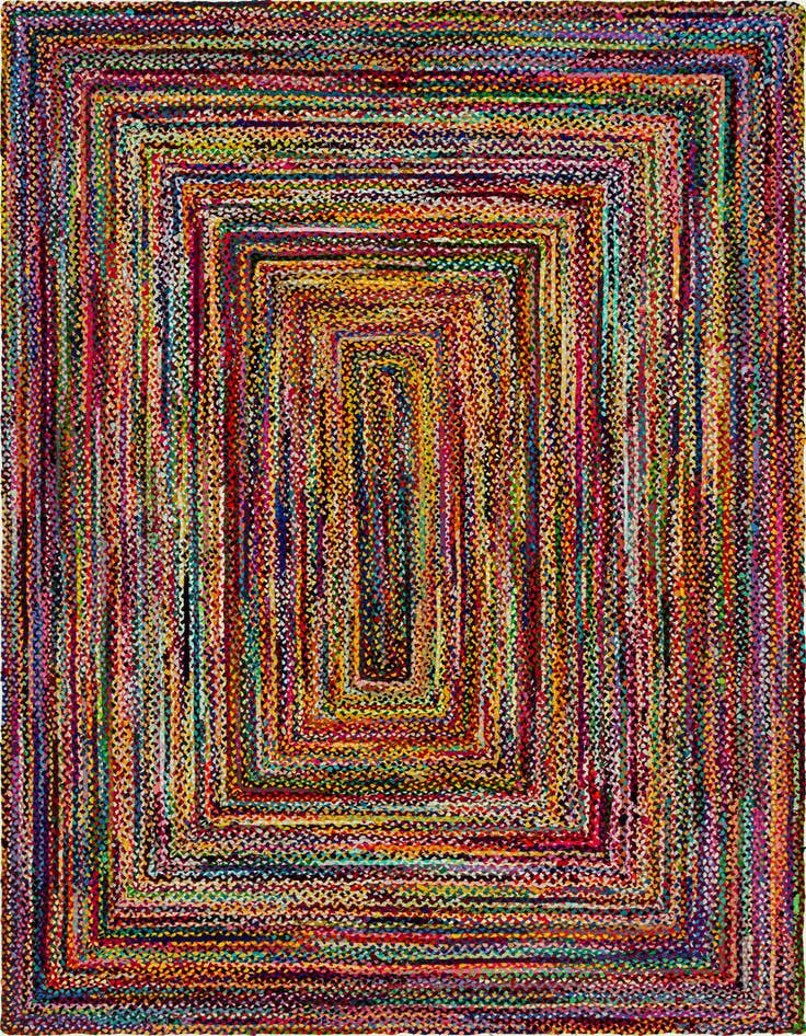 Detail image of 10' x 14' 1  Hand Braided Chindi Rug