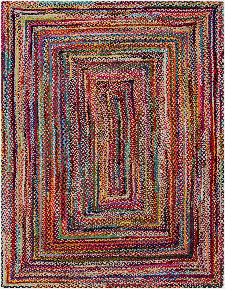 Detail image of 7' 1 x 10'  Hand Braided Chindi Rug