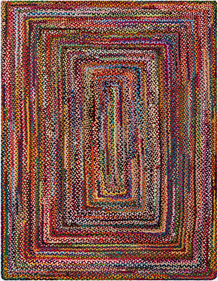 Detail image of 6' 1 x 9'  Hand Braided Chindi Rug