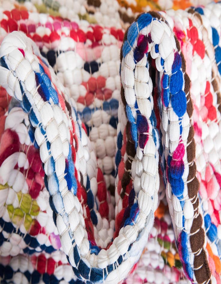 Detail image of 8' x 10'  Hand Woven Braided Chindi Rug