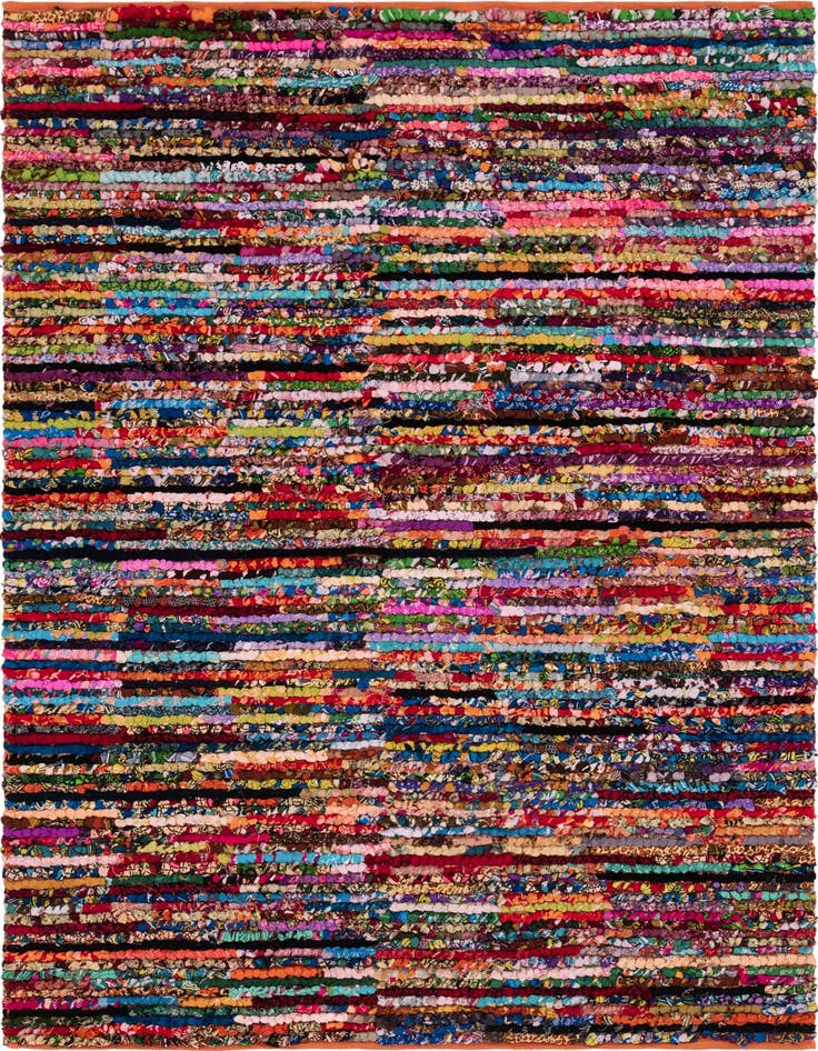 Detail image of 6' 1 x 9'  Hand Braided Chindi Rug