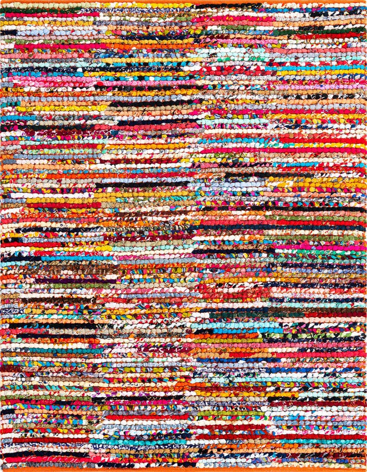 Detail image of 5' 1 x 8' Handmade Braided Chindi Rug