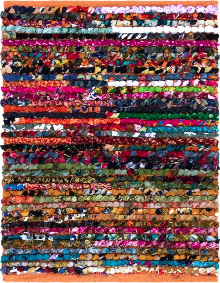 Detail image of 2' x 3' 1  Hand Braided Chindi Rug