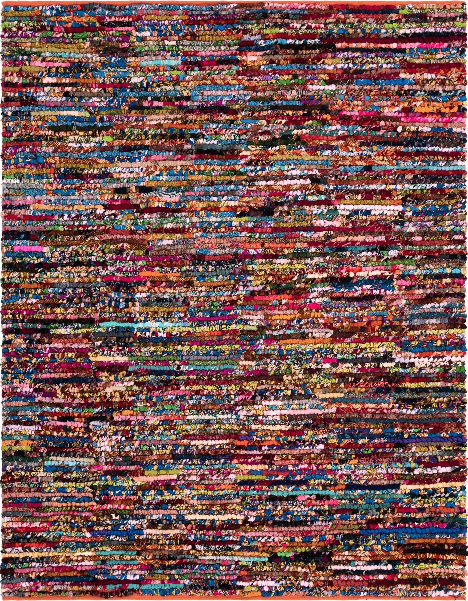 Primary image 8' x 10'  Hand Braided Chindi Rug