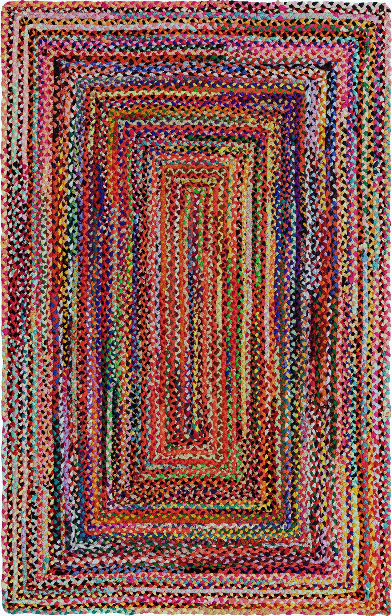 Primary image 5' 1 x 8'  Hand Braided Chindi Rug