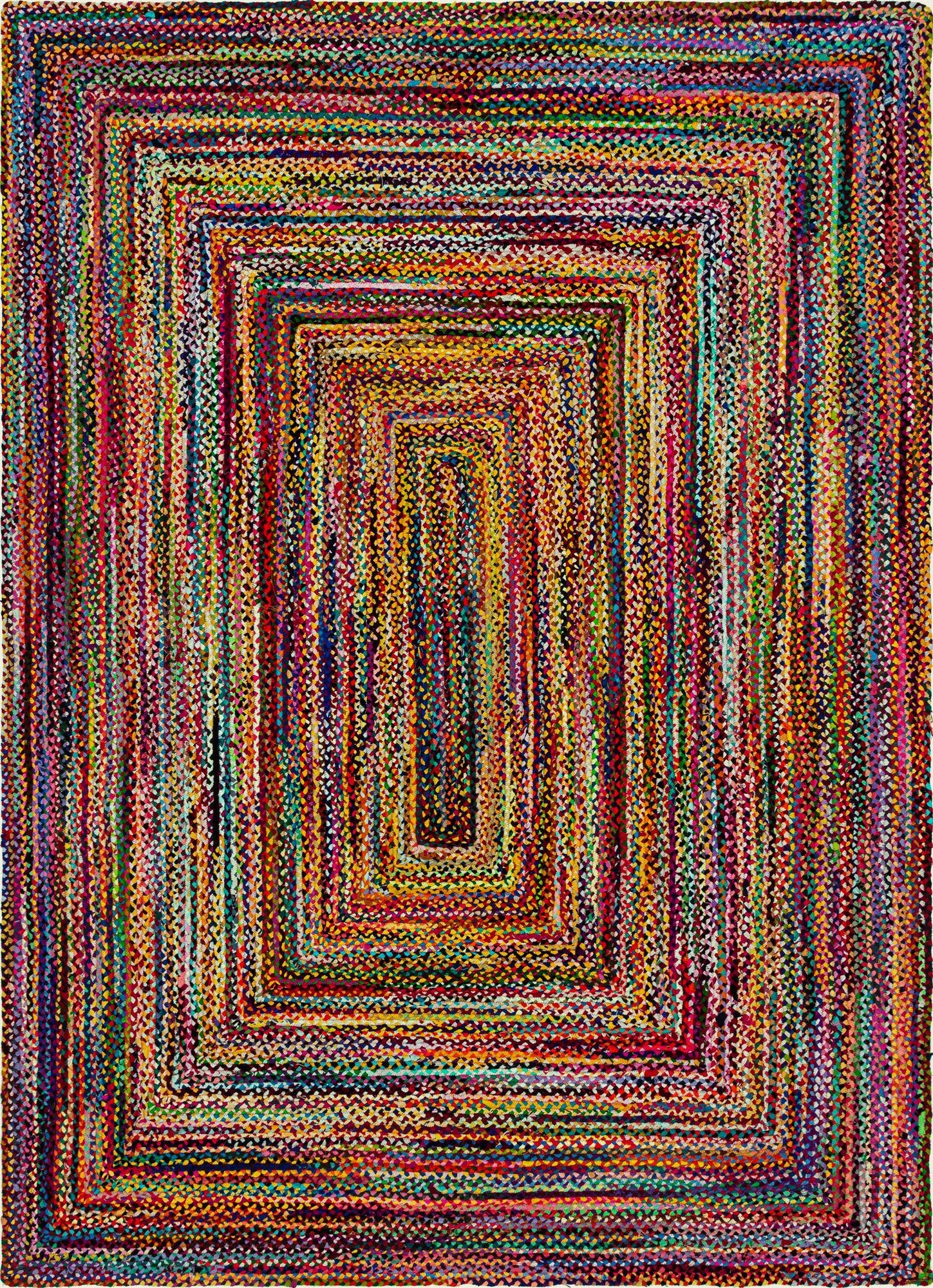 10' x 14' 1  Hand Braided Chindi Rug