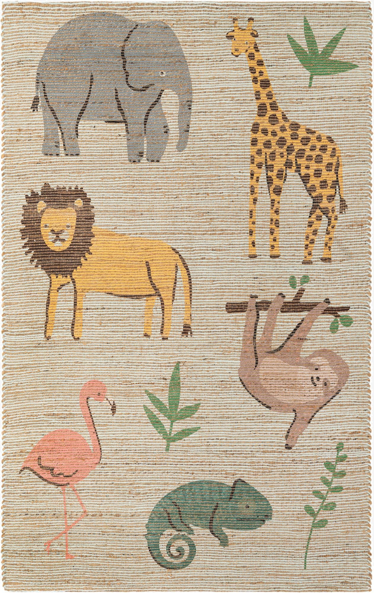 5' 1 x 8'  Hand Woven Chenille Jute Rug