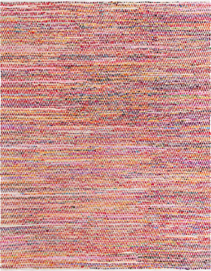 Detail image of 10' x 14' 1 Hand Woven Chindi Chevron Rug