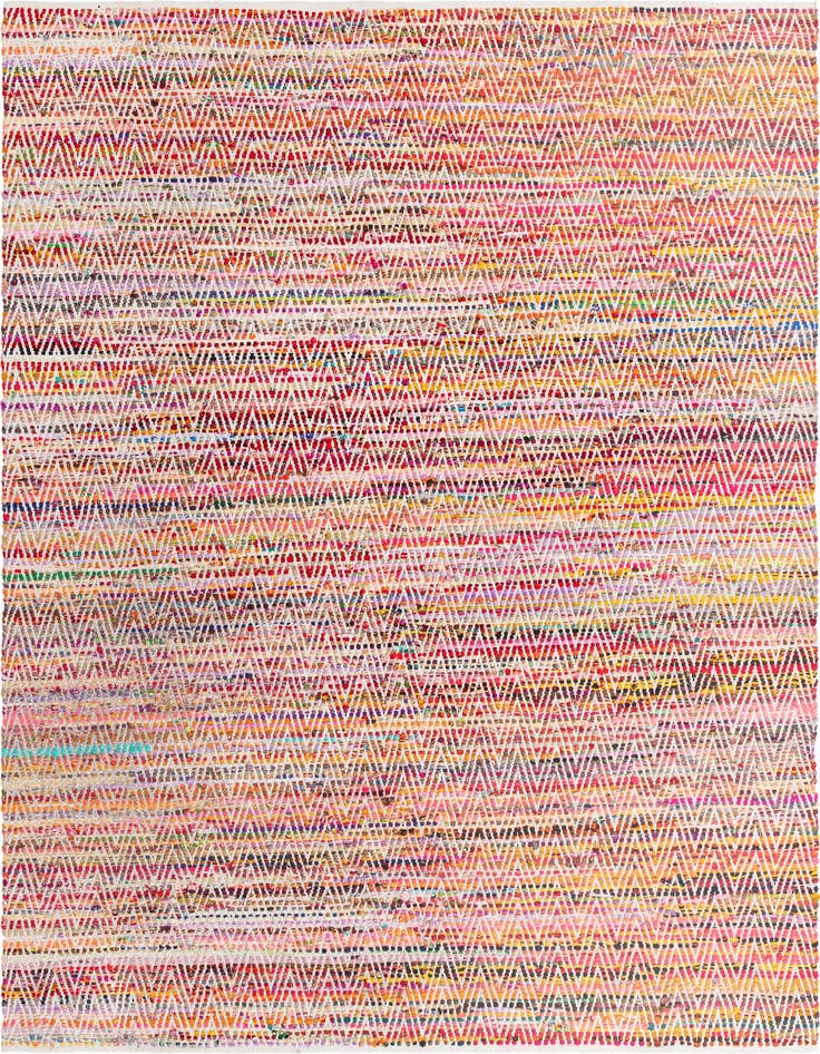 Detail image of 9' x 12' Hand Woven Chindi Chevron Rug