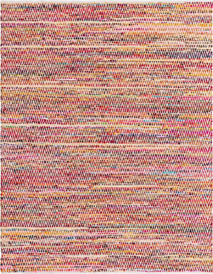 Detail image of 8' x 11' Hand Woven Chindi Chevron Rug
