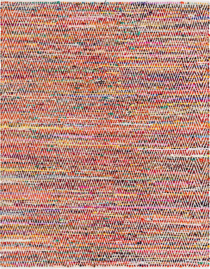 Detail image of 7' 1 x 10' Hand Woven Chindi Chevron Rug