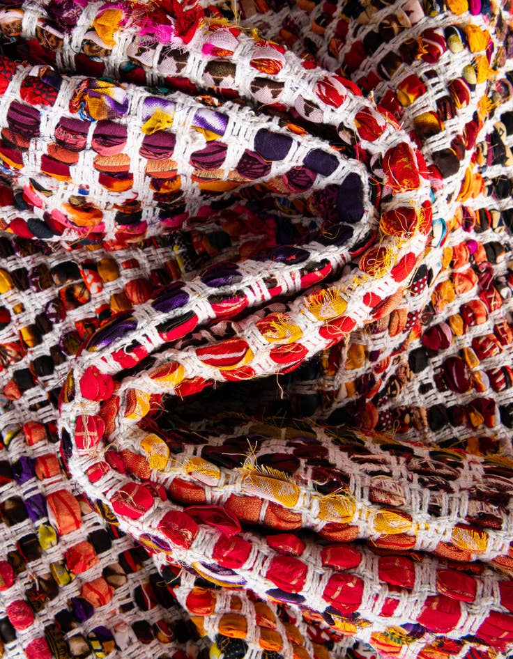 Detail image of 4' 1 x 6' 1  Hand Woven Chindi Chevron Rug