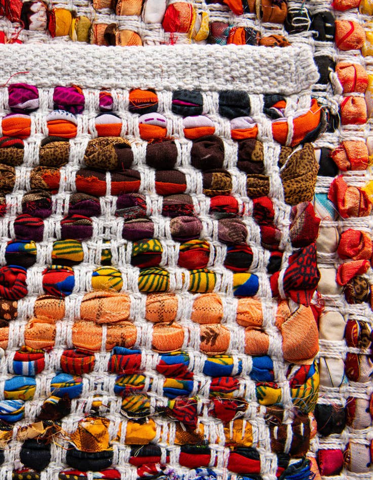 Detail image of 4' 1 x 6' 1  Hand Woven Chindi Chevron Rug