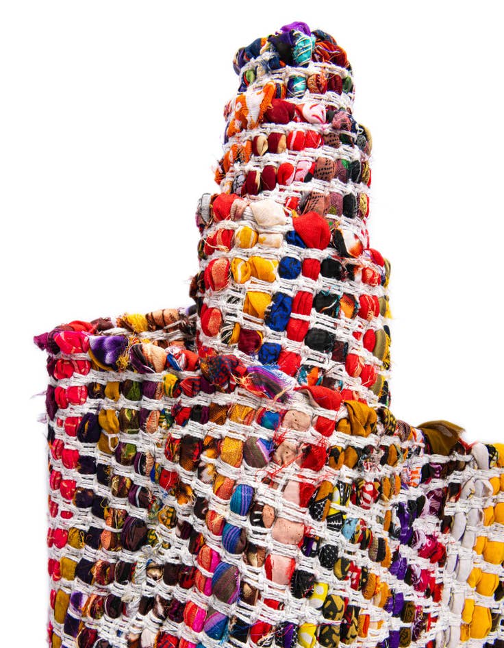 Detail image of 4' 1 x 6' 1  Hand Woven Chindi Chevron Rug