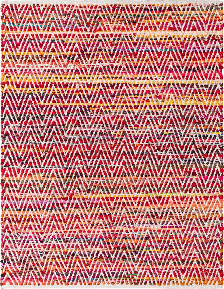 Detail image of 4' 1 x 6' 1 Hand Woven Chindi Chevron Rug