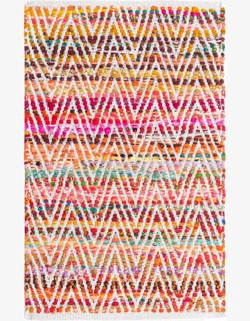 Hand Woven Chindi Chevron Rug