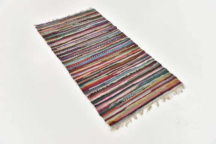 2' 5 x 4' 8 Hand Woven Chindi Cotton Rug