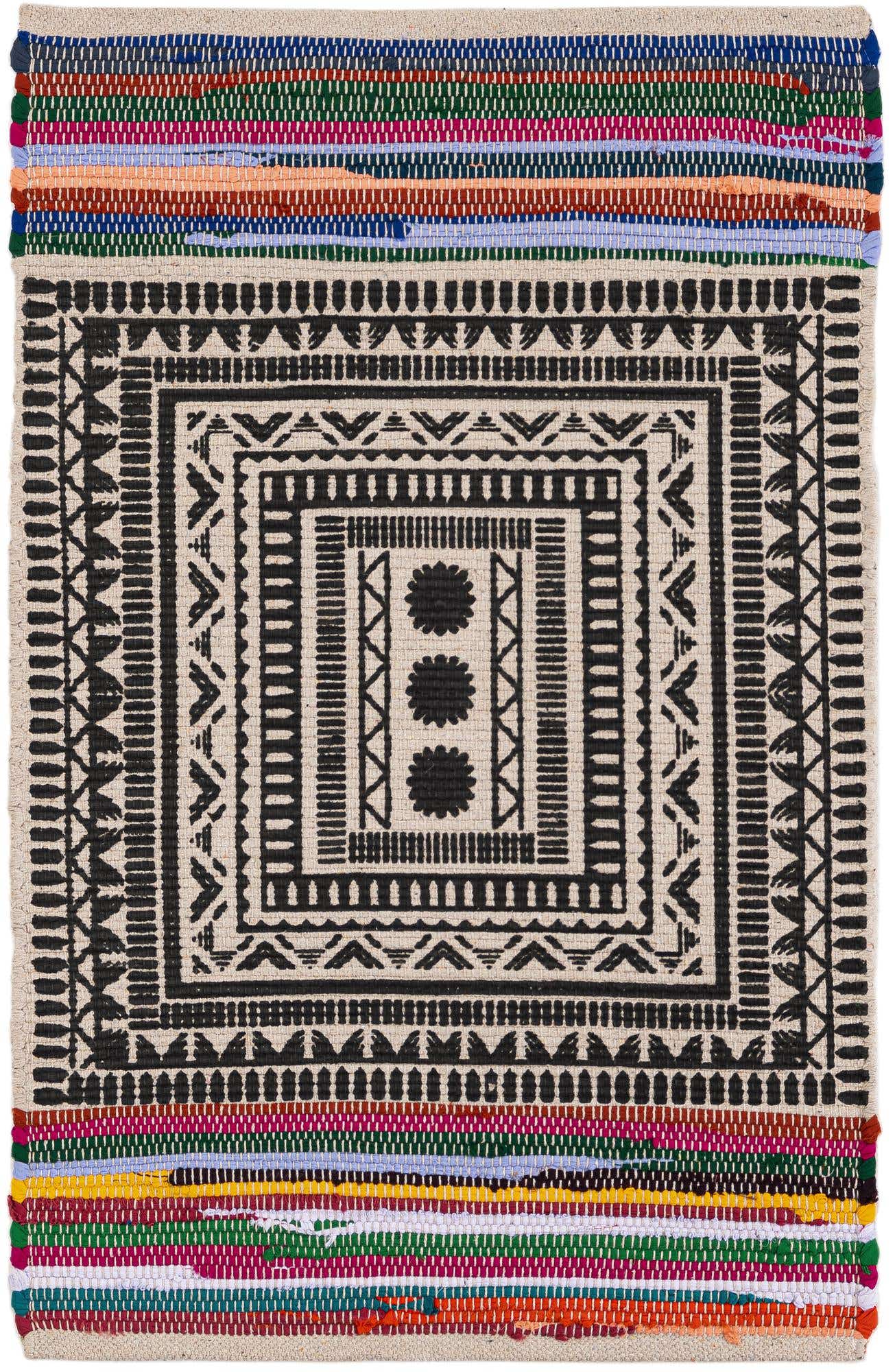2' x 3' 1 Hand Braided Chindi Cotton Rug
