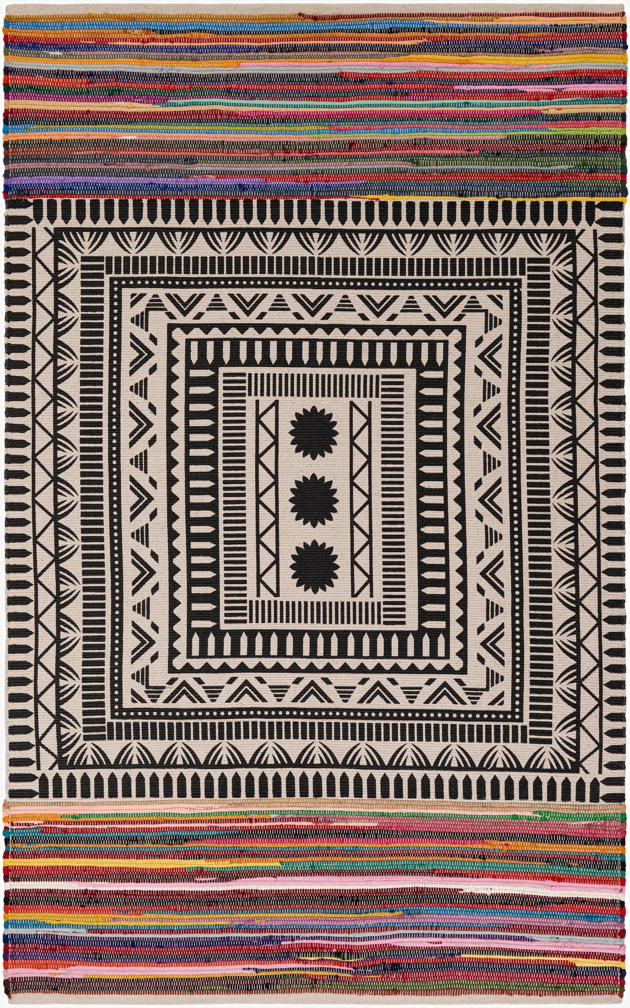 5' 1 x 8'  Hand Braided Chindi Cotton Rug