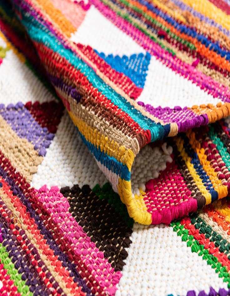 Detail image of 2' x 3' 1  Hand Woven Chindi Trellis Rug