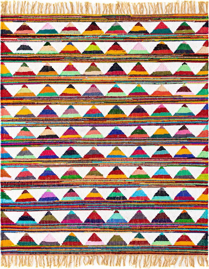 Detail image of 4' 1 x 6' 1 Hand Woven Chindi Trellis Rug